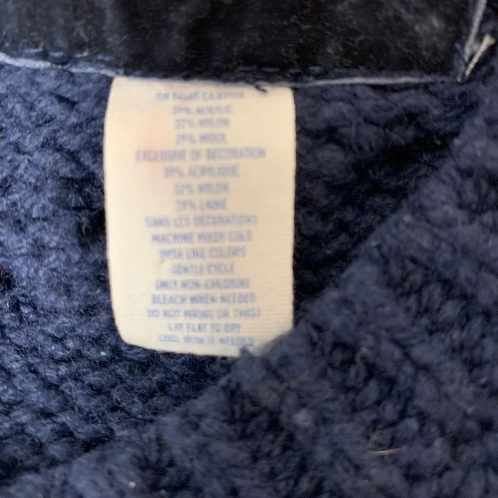 Aerie Cardigan Womens M Navy Blue Good Cable Knit Popcorn Bobble Wool Blend Swea